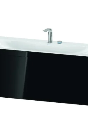Direct From Factory Duravit XViu 47" x 20" x 19" One Drawer C-Bonded Wall-Mount Vanity Kit With Two Tap Holes, Black (XV4612EB140C)