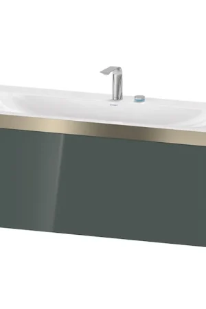 Authentic Duravit XViu 47" x 20" x 19" One Drawer C-Bonded Wall-Mount Vanity Kit With Two Tap Holes, Dolomite Gray (XV4612EB138P)