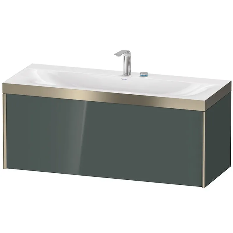 Authentic Duravit XViu 47" x 20" x 19" One Drawer C-Bonded Wall-Mount Vanity Kit With Two Tap Holes, Dolomite Gray (XV4612EB138P)
