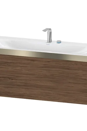 Direct From Factory Duravit XViu 47" x 20" x 19" One Drawer C-Bonded Wall-Mount Vanity Kit With Two Tap Holes, Walnut Dark (XV4612EB121P)