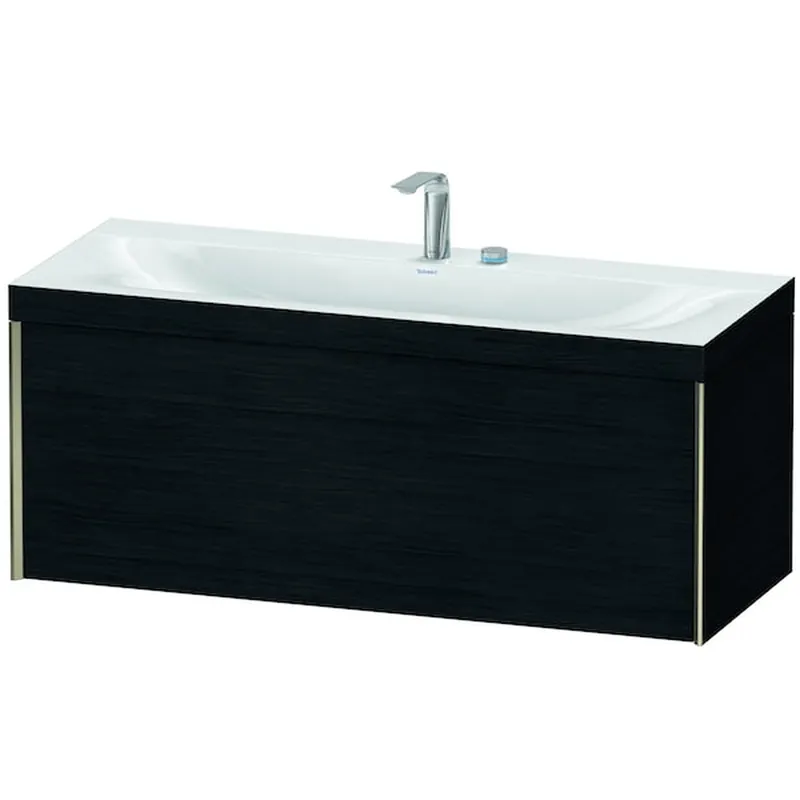 Duravit XViu 47" x 20" x 19" One Drawer C-Bonded Wall-Mount Vanity Kit With Two Tap Holes, Oak Black (XV4612EB116C) Brand New