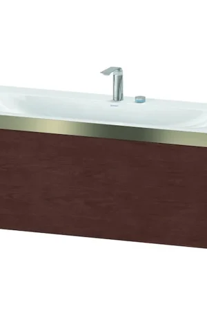 Bargain Duravit XViu 47" x 20" x 19" One Drawer C-Bonded Wall-Mount Vanity Kit With Two Tap Holes, American Walnut (XV4612EB113P)