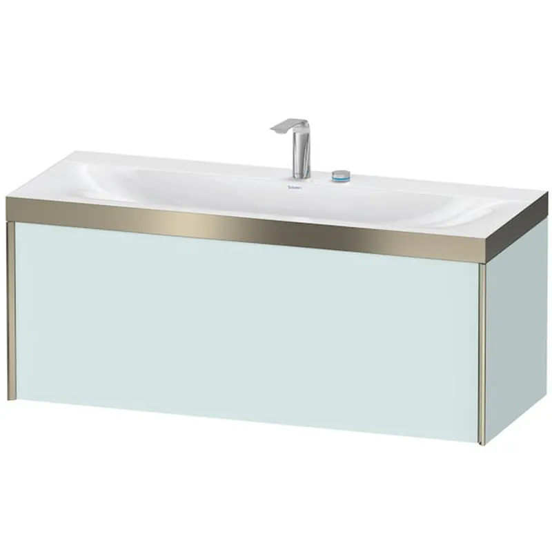 Affordable Duravit XViu 47" x 20" x 19" One Drawer C-Bonded Wall-Mount Vanity Kit With Two Tap Holes, Light Blue (XV4612EB109P)