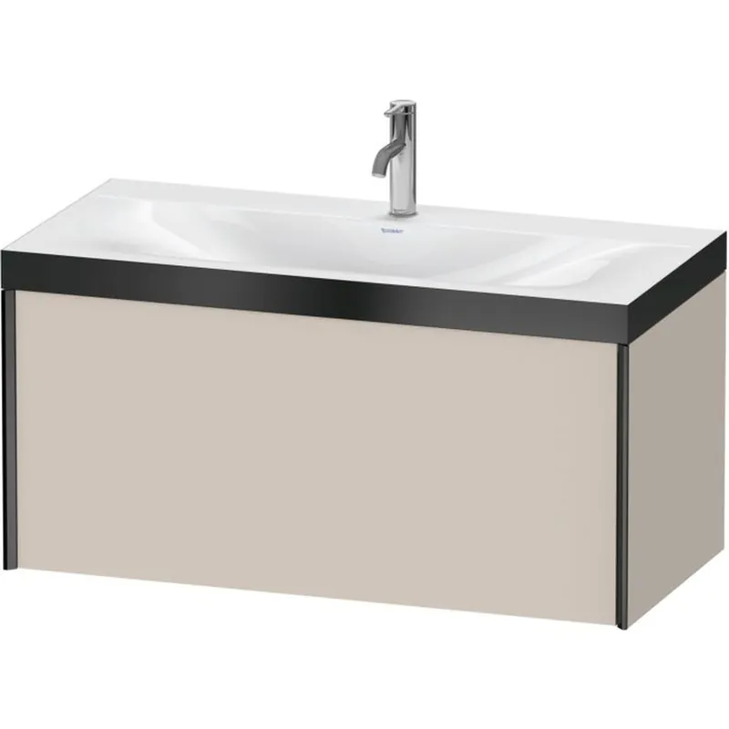 Reduced Price Duravit XViu 39" x 20" x 19" One Drawer C-Bonded Wall-Mount Vanity Kit With One Tap Hole, Taupe (XV4611OB291P)
