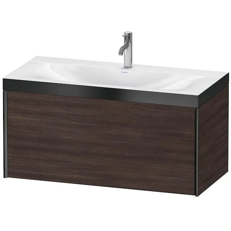 Duravit XViu 39" x 20" x 19" One Drawer C-Bonded Wall-Mount Vanity Kit With One Tap Hole, Chestnut Dark (XV4611OB253P) Final Sale