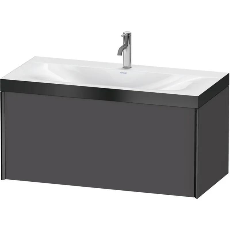 Exclusive Duravit XViu 39" x 20" x 19" One Drawer C-Bonded Wall-Mount Vanity Kit With One Tap Hole, Graphite (XV4611OB249P)