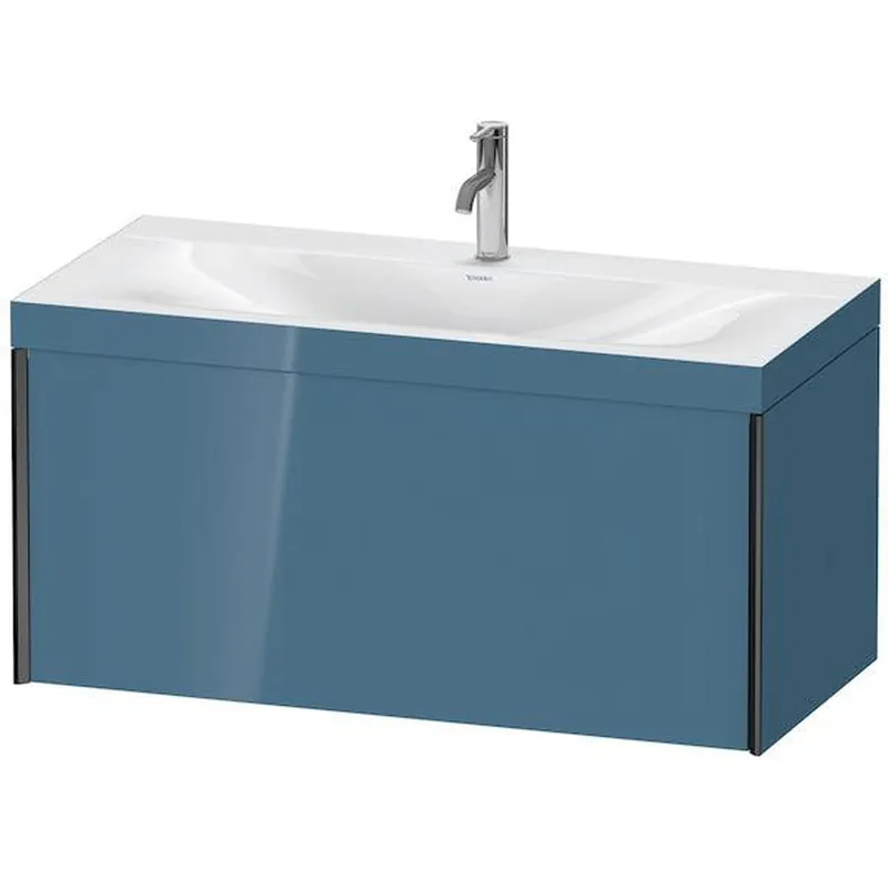 Save Now Duravit XViu 39" x 20" x 19" One Drawer C-Bonded Wall-Mount Vanity Kit With One Tap Hole, Stone Blue (XV4611OB247C)
