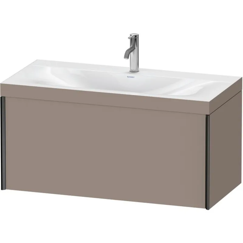 Duravit XViu 39" x 20" x 19" One Drawer C-Bonded Wall-Mount Vanity Kit With One Tap Hole, Basalt (XV4611OB243C) Editor’s Pick