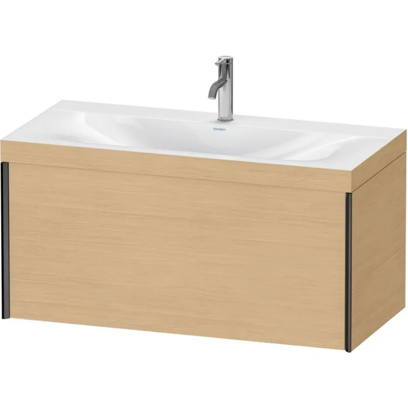Duravit XViu 39" x 20" x 19" One Drawer C-Bonded Wall-Mount Vanity Kit With One Tap Hole, Natural Oak (XV4611OB230C) Fast Shipping