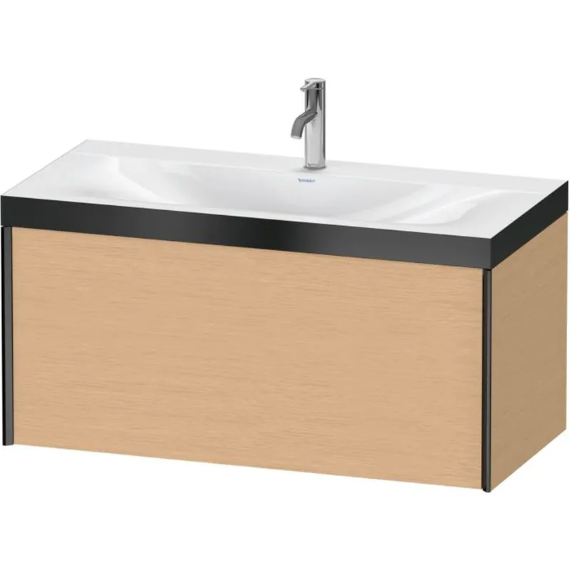 Authentic Duravit XViu 39" x 20" x 19" One Drawer C-Bonded Wall-Mount Vanity Kit With One Tap Hole, Brushed Oak (XV4611OB212P)