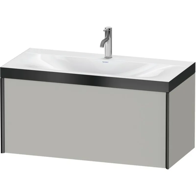 Buy Direct Duravit XViu 39" x 20" x 19" One Drawer C-Bonded Wall-Mount Vanity Kit With One Tap Hole, Concrete Gray (XV4611OB207P)