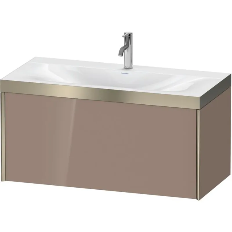Buy Direct Duravit XViu 39" x 20" x 19" One Drawer C-Bonded Wall-Mount Vanity Kit With One Tap Hole, Cappuccino (XV4611OB186P)