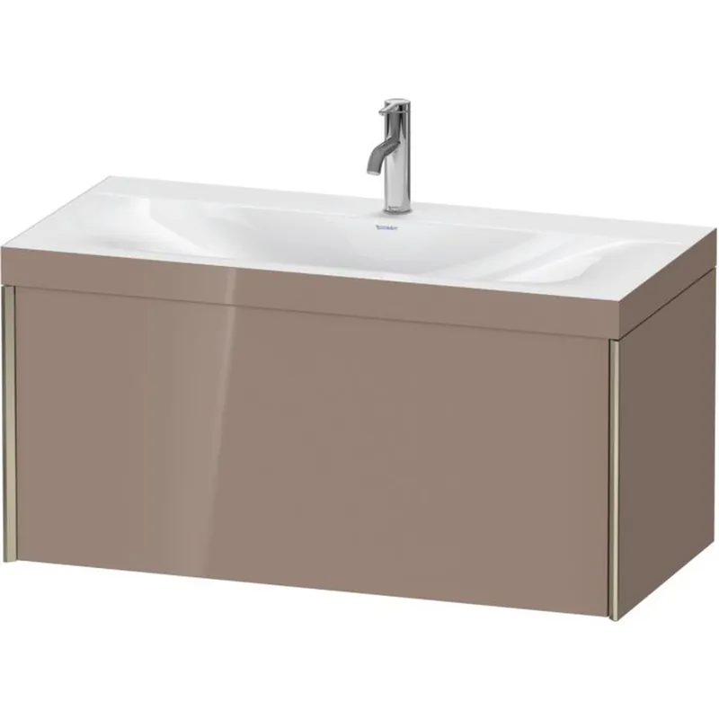 Duravit XViu 39" x 20" x 19" One Drawer C-Bonded Wall-Mount Vanity Kit With One Tap Hole, Cappuccino (XV4611OB186C) Premium