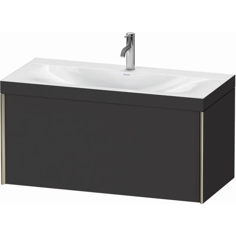Today Only Duravit XViu 39" x 20" x 19" One Drawer C-Bonded Wall-Mount Vanity Kit With One Tap Hole, Graphite (XV4611OB180C)