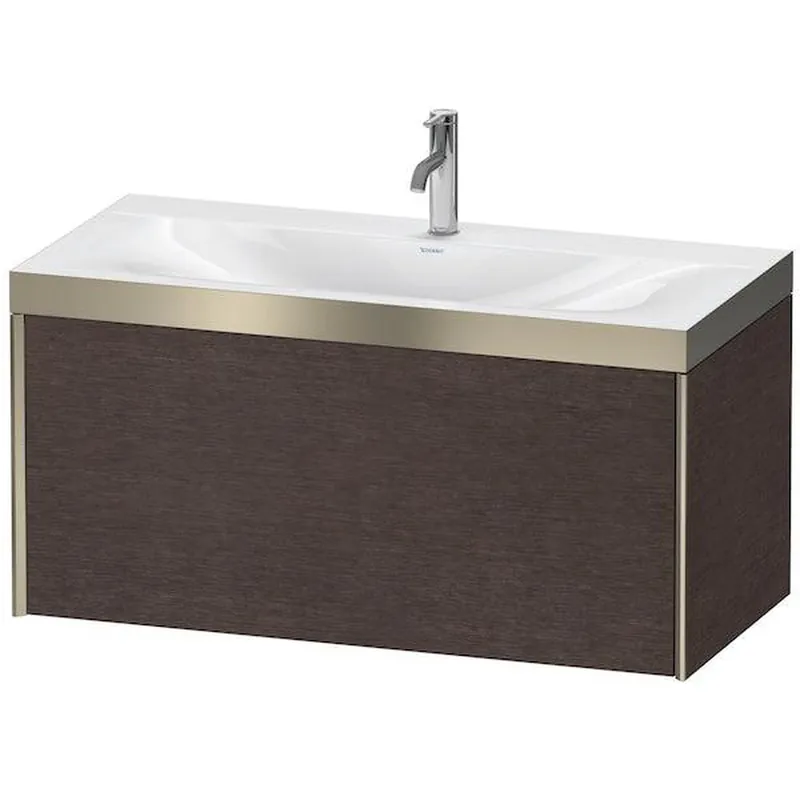 Cheap Duravit XViu 39" x 20" x 19" One Drawer C-Bonded Wall-Mount Vanity Kit With One Tap Hole, Dark Brushed Oak (XV4611OB172P)