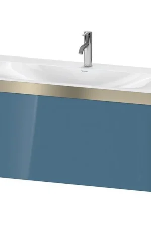 Best Price Duravit XViu 39" x 20" x 19" One Drawer C-Bonded Wall-Mount Vanity Kit With One Tap Hole, Stone Blue (XV4611OB147P)