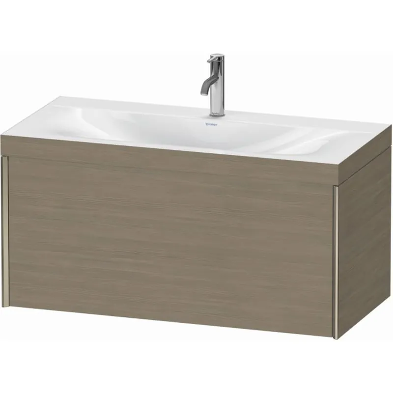 Authentic Duravit XViu 39" x 20" x 19" One Drawer C-Bonded Wall-Mount Vanity Kit With One Tap Hole, Oak Terra (XV4611OB135C)