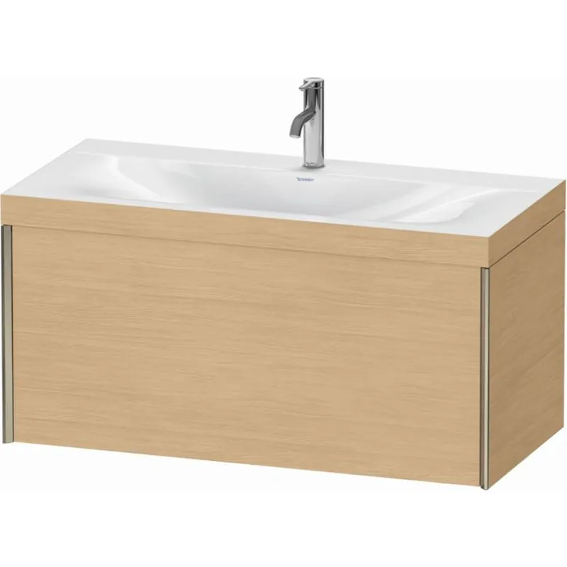 Budget Duravit XViu 39" x 20" x 19" One Drawer C-Bonded Wall-Mount Vanity Kit With One Tap Hole, Natural Oak (XV4611OB130C)