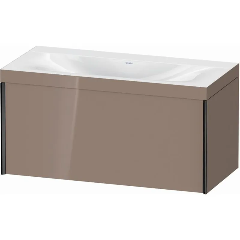 Certified Duravit XViu 39" x 20" x 19" One Drawer C-Bonded Wall-Mount Vanity Kit Without Tap Hole, Cappuccino (XV4611NB286C)