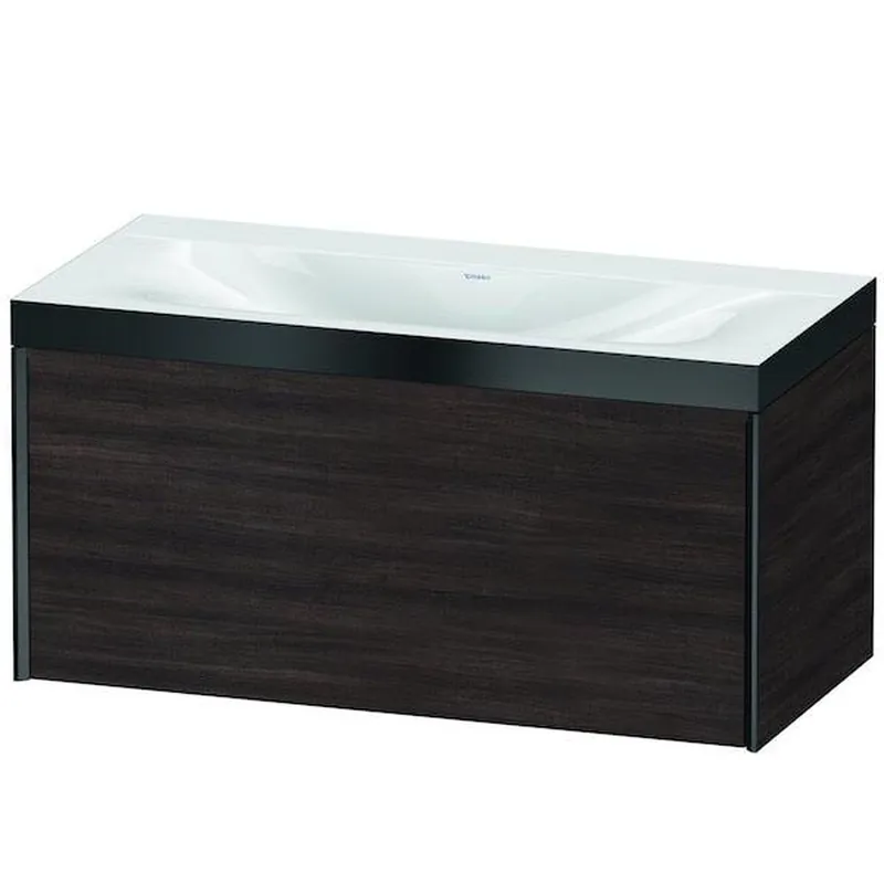 Bargain Duravit XViu 39" x 20" x 19" One Drawer C-Bonded Wall-Mount Vanity Kit Without Tap Hole, Chestnut Dark (XV4611NB253P)