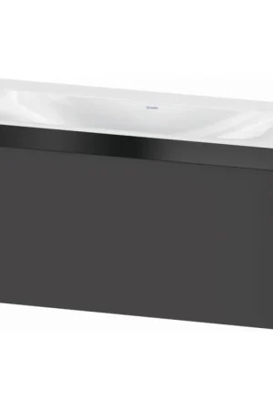 Budget Duravit XViu 39" x 20" x 19" One Drawer C-Bonded Wall-Mount Vanity Kit Without Tap Hole, Graphite (XV4611NB249P)