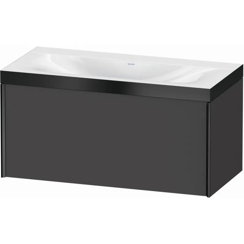 Budget Duravit XViu 39" x 20" x 19" One Drawer C-Bonded Wall-Mount Vanity Kit Without Tap Hole, Graphite (XV4611NB249P)