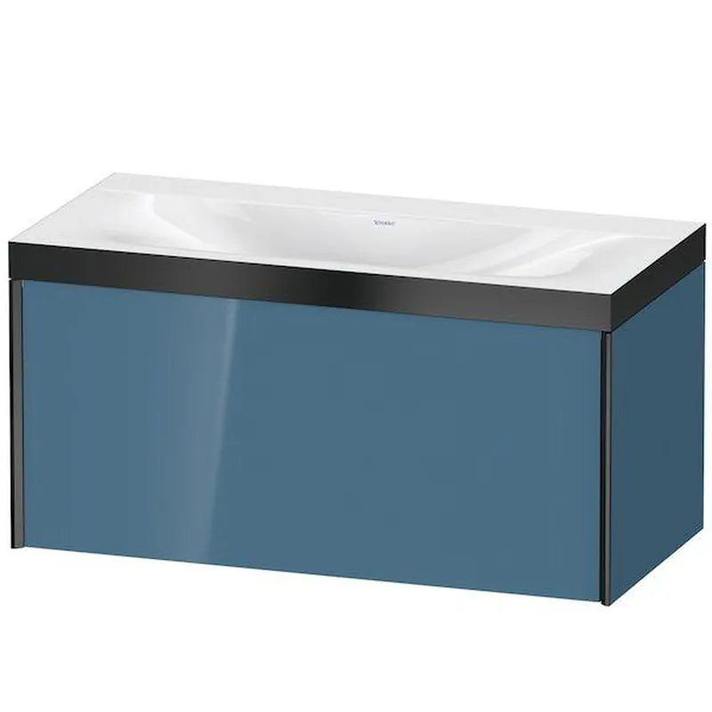 Best Price Duravit XViu 39" x 20" x 19" One Drawer C-Bonded Wall-Mount Vanity Kit Without Tap Hole, Stone Blue (XV4611NB247P)