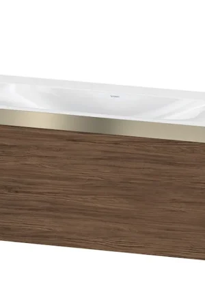 Big Sale Duravit XViu 39" x 20" x 19" One Drawer C-Bonded Wall-Mount Vanity Kit Without Tap Hole, Walnut Dark (XV4611NB121P)