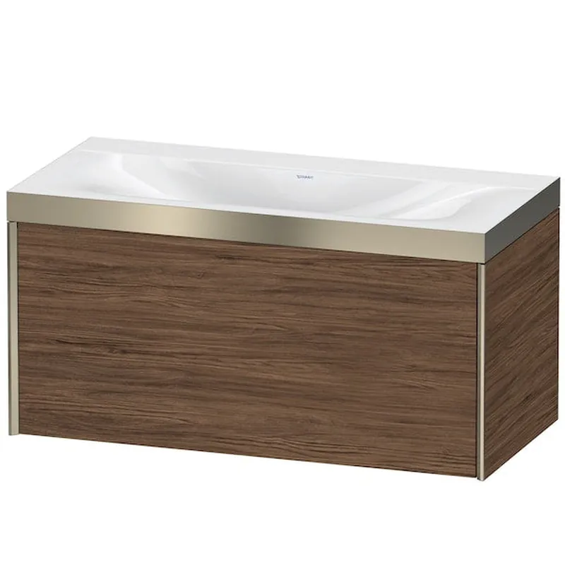 Big Sale Duravit XViu 39" x 20" x 19" One Drawer C-Bonded Wall-Mount Vanity Kit Without Tap Hole, Walnut Dark (XV4611NB121P)