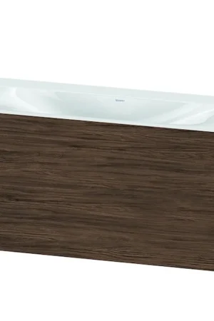 Direct From Factory Duravit XViu 39" x 20" x 19" One Drawer C-Bonded Wall-Mount Vanity Kit Without Tap Hole, Walnut Dark (XV4611NB121C)