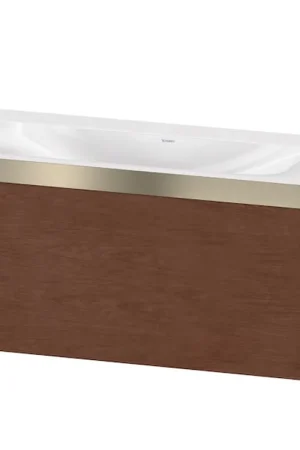 Discount Duravit XViu 39" x 20" x 19" One Drawer C-Bonded Wall-Mount Vanity Kit Without Tap Hole, American Walnut (XV4611NB113P)