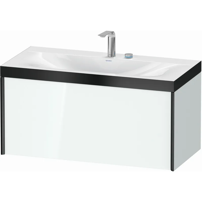 Best Choice Duravit XViu 39" x 20" x 19" One Drawer C-Bonded Wall-Mount Vanity Kit With Two Tap Holes, White (XV4611EB285P)