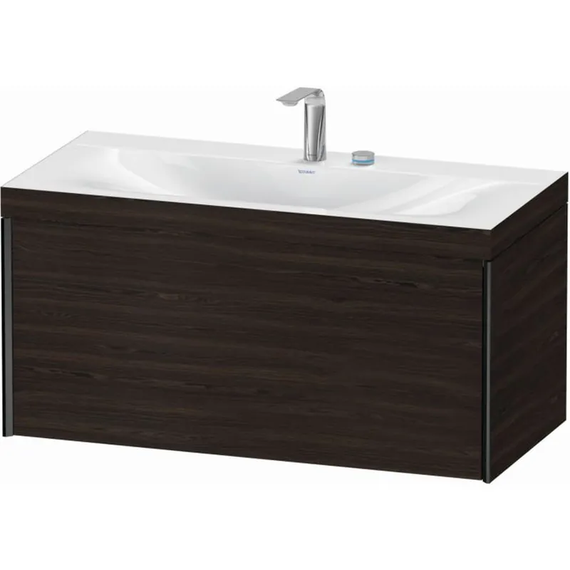Buy Direct Duravit XViu 39" x 20" x 19" One Drawer C-Bonded Wall-Mount Vanity Kit With Two Tap Holes, Walnut Brushed (XV4611EB269C)