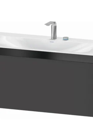 Best Choice Duravit XViu 39" x 20" x 19" One Drawer C-Bonded Wall-Mount Vanity Kit With Two Tap Holes, Graphite (XV4611EB249P)