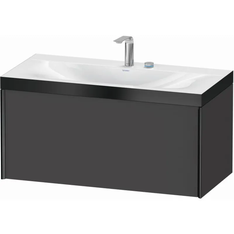 Best Choice Duravit XViu 39" x 20" x 19" One Drawer C-Bonded Wall-Mount Vanity Kit With Two Tap Holes, Graphite (XV4611EB249P)