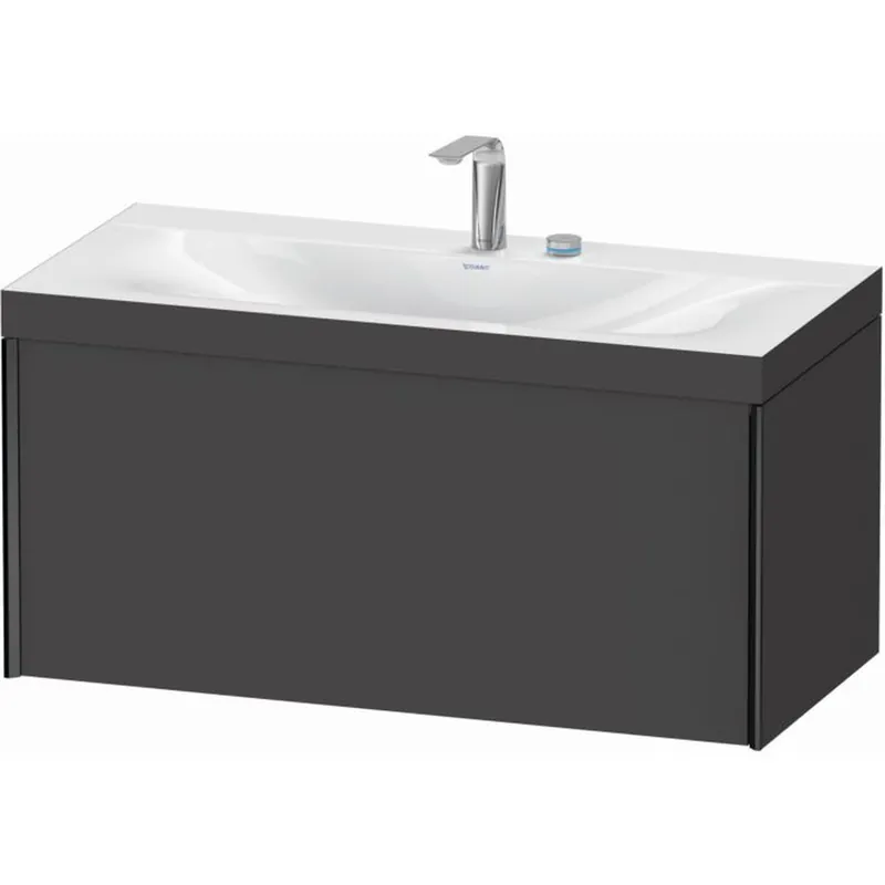 Big Sale Duravit XViu 39" x 20" x 19" One Drawer C-Bonded Wall-Mount Vanity Kit With Two Tap Holes, Graphite (XV4611EB249C)