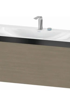 Direct From Factory Duravit XViu 39" x 20" x 19" One Drawer C-Bonded Wall-Mount Vanity Kit With Two Tap Holes, Oak Terra (XV4611EB235P)