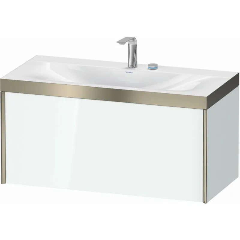 Discount Duravit XViu 39" x 20" x 19" One Drawer C-Bonded Wall-Mount Vanity Kit With Two Tap Holes, White (XV4611EB185P)