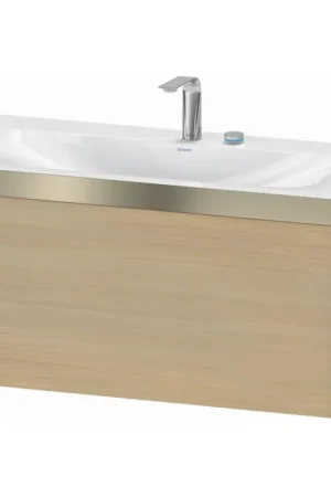 Certified Duravit XViu 39" x 20" x 19" One Drawer C-Bonded Wall-Mount Vanity Kit With Two Tap Holes, Mediterranean Oak (XV4611EB171P)
