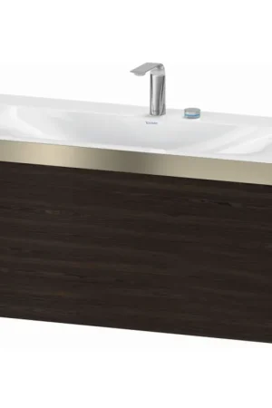 Brand New Duravit XViu 39" x 20" x 19" One Drawer C-Bonded Wall-Mount Vanity Kit With Two Tap Holes, Walnut Brushed (XV4611EB169P)