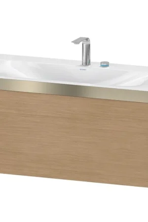 Best Price Duravit XViu 39" x 20" x 19" One Drawer C-Bonded Wall-Mount Vanity Kit With Two Tap Holes, European Oak (XV4611EB152P)