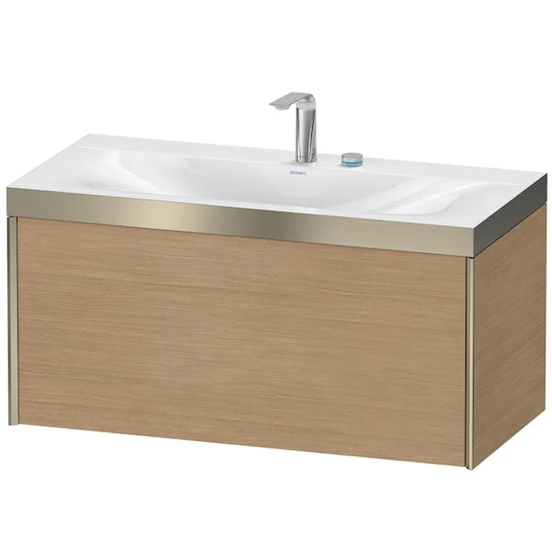 Best Price Duravit XViu 39" x 20" x 19" One Drawer C-Bonded Wall-Mount Vanity Kit With Two Tap Holes, European Oak (XV4611EB152P)