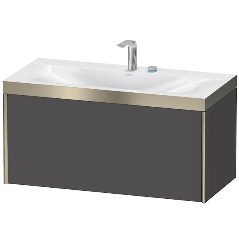 Best Seller Duravit XViu 39" x 20" x 19" One Drawer C-Bonded Wall-Mount Vanity Kit With Two Tap Holes, Graphite (XV4611EB149C)