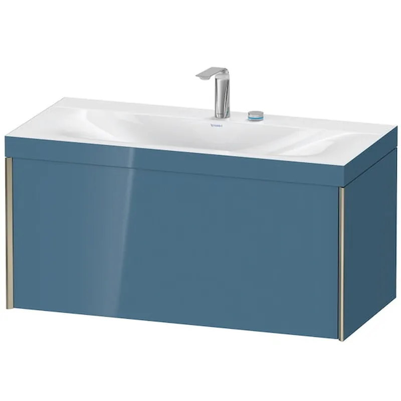Best Seller Duravit XViu 39" x 20" x 19" One Drawer C-Bonded Wall-Mount Vanity Kit With Two Tap Holes, Stone Blue (XV4611EB147C)