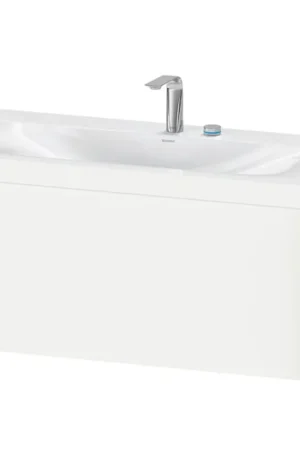Budget Duravit XViu 39" x 20" x 19" One Drawer C-Bonded Wall-Mount Vanity Kit With Two Tap Holes, White (XV4611EB118C)