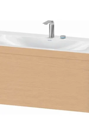 Certified Duravit XViu 39" x 20" x 19" One Drawer C-Bonded Wall-Mount Vanity Kit With Two Tap Holes, Brushed Oak (XV4611EB112C)