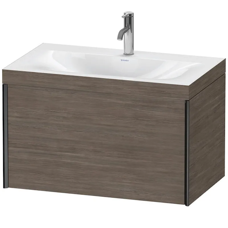 Bargain Duravit XViu 31" x 20" x 19" One Drawer C-Bonded Wall-Mount Vanity Kit With One Tap Hole, Pine Terra (XV4610OB251P)