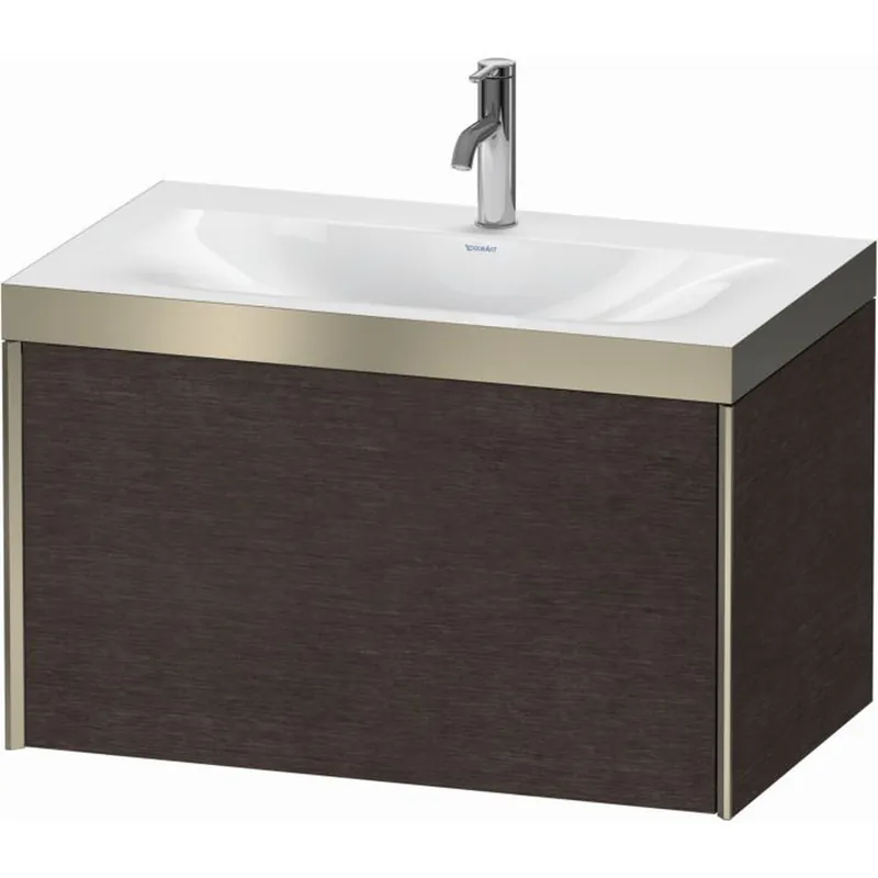 Best Price Duravit XViu 31" x 20" x 19" One Drawer C-Bonded Wall-Mount Vanity Kit With One Tap Hole, Dark Brushed Oak (XV4610OB172P)