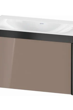 Authentic Duravit XViu 31" x 20" x 19" One Drawer C-Bonded Wall-Mount Vanity Kit Without Tap Hole, Cappuccino (XV4610NB286P)