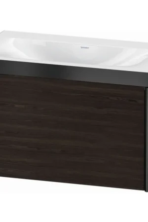 Budget Duravit XViu 31" x 20" x 19" One Drawer C-Bonded Wall-Mount Vanity Kit Without Tap Hole, Walnut Brushed (XV4610NB269P)